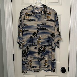 Campia Men’s 100% Rayon Short Sleeve Button Up Shirt Sz‎ Large Hawaiian Tropical